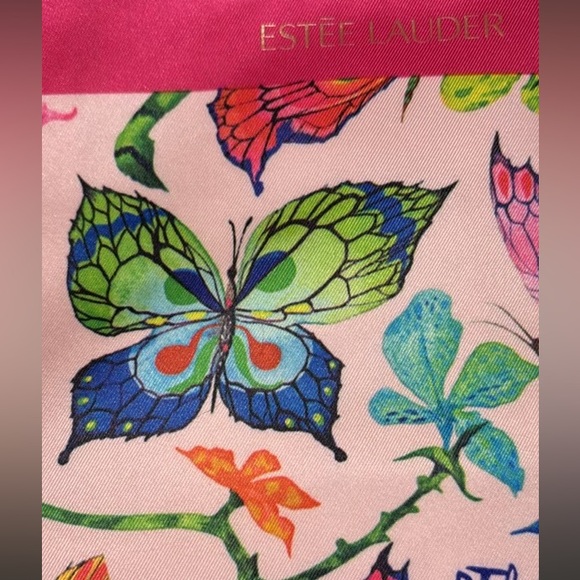 ESTEE LAUDER Butterfly Pink Cosmetic Makeup Bag by R. Toledo NWOT - Picture 3 of 4